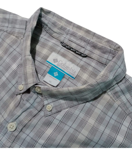 Camisa Columbia Regular Fit Cuadro Gris-blanco Talla Xl