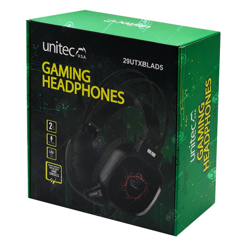 Imagen 5 de 6 de Diadema Gamer Unitec Con Micrófono / Luz Led / Usb / 3.5mm