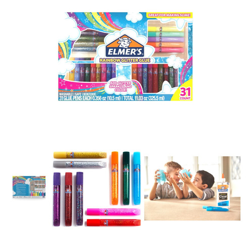 Set 30 Glitter Glue Elmers Rainbow Arcoiris