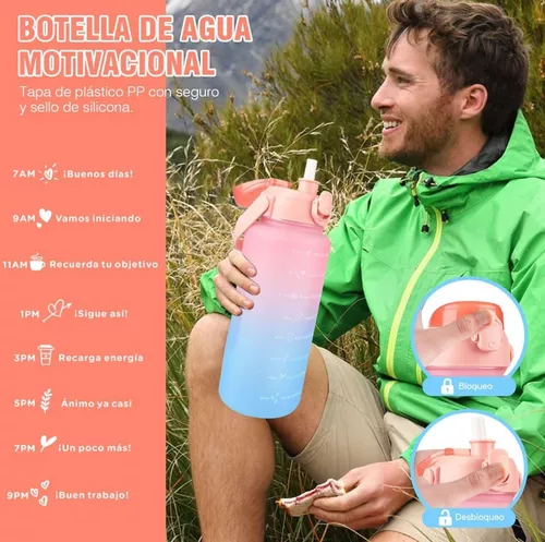 Kit Duo Termo Botella De Agua Motivacional 2 Litros Y 900ml