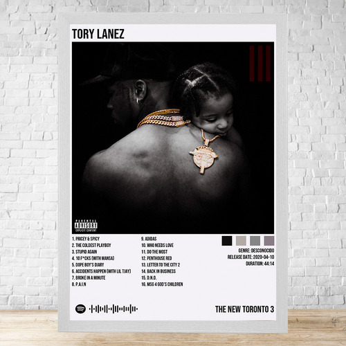 Cuadro Tory Lanez The New Toronto 3 30x40 Cm C660 Blanco Clasico