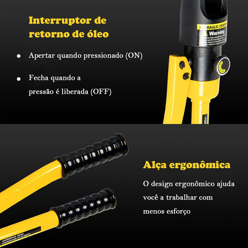 Alicate Hidraulico Crimpar Prensar Terminal 10mm A 300mm
