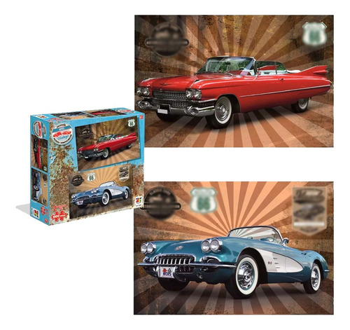 Puzzle Autos Vintage Incluye 2 X 1000 Pcs Variedades - Toyng