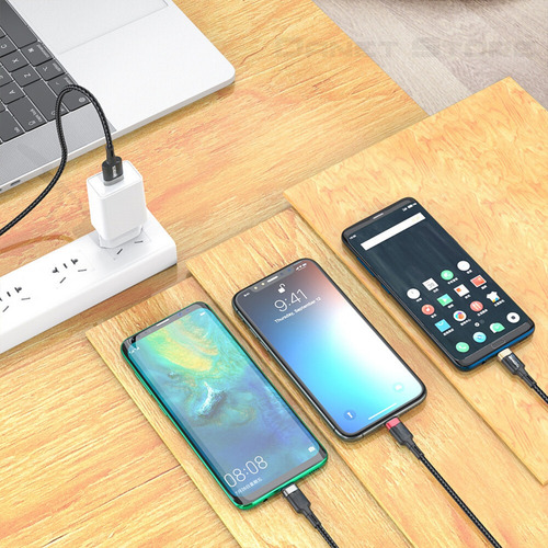 Kit Com 03 Cabos 3 Em 1 Lightning Type-c E Micro Usb V8 3.1a