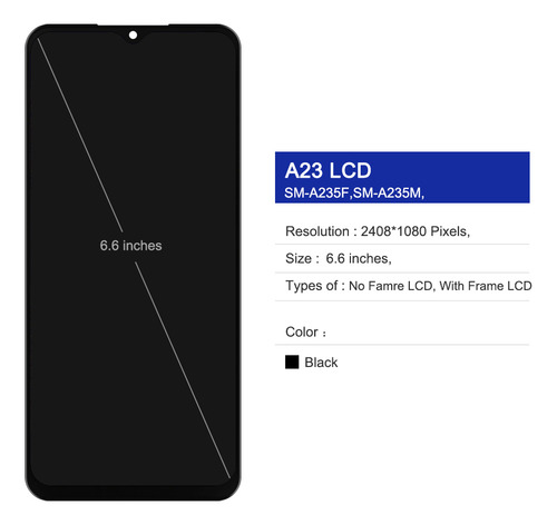 Okbichi Pantalla Para Samsung A23 4g Sm-a235f, Sm-a235f/ds, Sm-a235f/dsn, Sm-a235m, Sm-a235m/ds, Sm-a235n