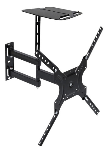 Suporte Tv Tri-articulado De 23 A 60 + Prateleira Receptor Cor Preto