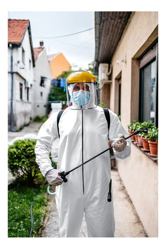 Traje De Protección Unisex Overol Quirúrgico Lavable Blanco Mediano