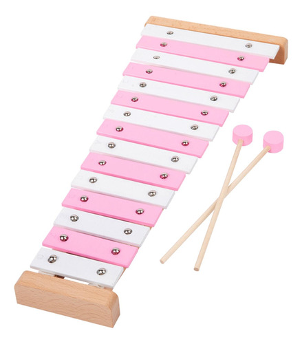 Glockenspiel De 15 Notas Con 2 Mazos, Juguete Musical Rosa