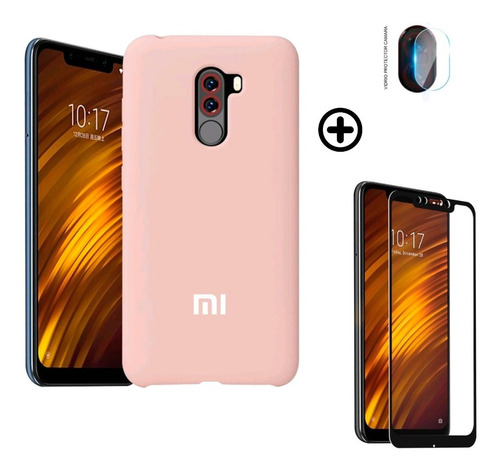 Estuche Silicone Case Xiaomi Pocophone F1 + Vidrio Templa 6d