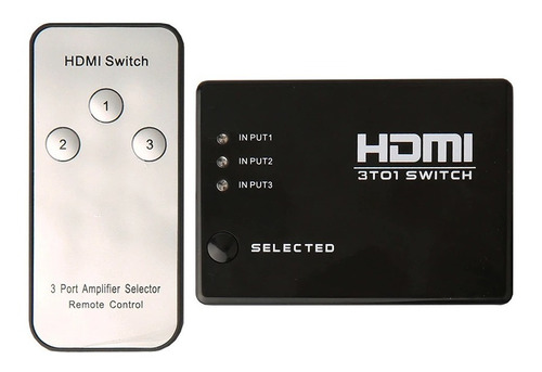 Switch Hdmi 3x1 Conecta 3 Dispositivos Hdmi A 1 Tv + Control