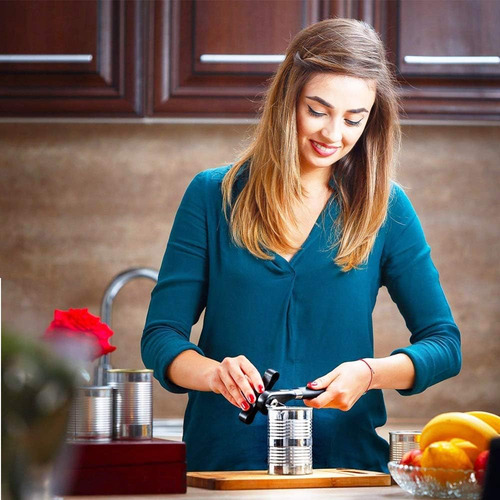 Abre Lata Manual Con Mango Blando Y Acero Inoxidable