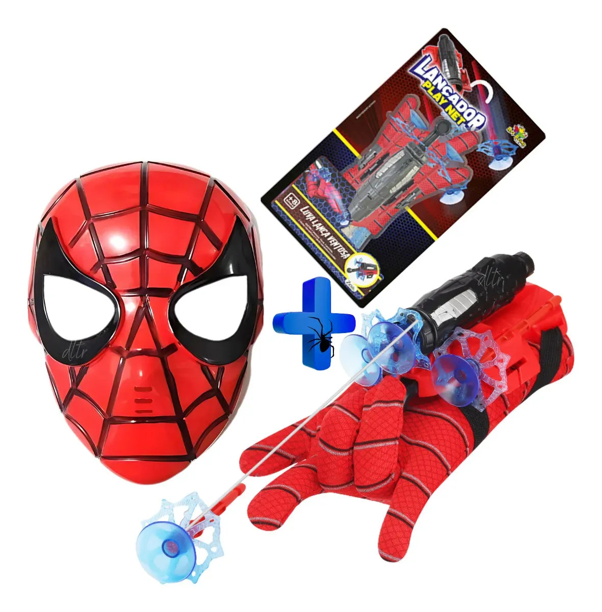 Mascara + Luva Infantil Homem Aranha Lança Teia Spider Man