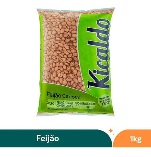 Feijão Carioca Kicaldo 1kg Fardo 10 Un.