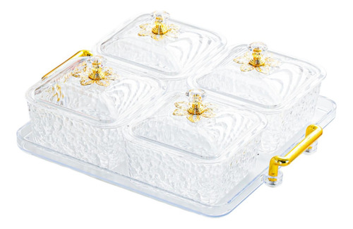 Juego De Platos De Frutas Secas, Plato Clear 4 Cuadrícula