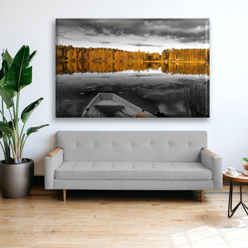 Cuadro Canva Decorativo Paisaje Naranja 90x60 Cm