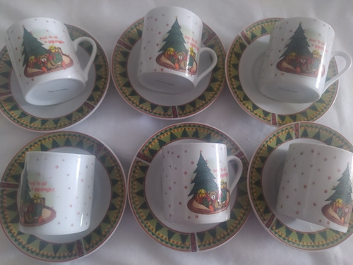 Tazas De Navidad Para Café Negro Marca Porcelana Fina
