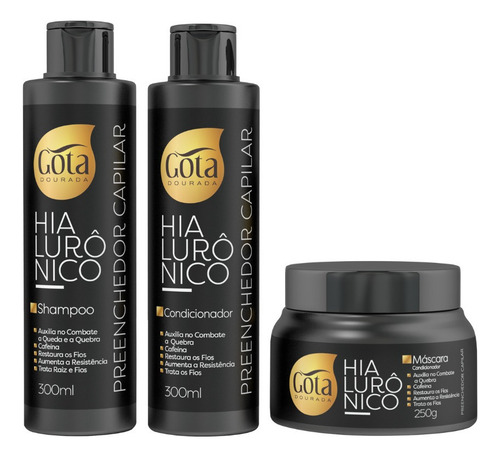 Kit Shampoo Condicionador E Mascara Hialuronico Preenchedor