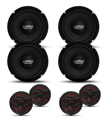 4 Falante 6 Polegadas 600 Rms Mid Shutt + 2 Par Mini Tweeter