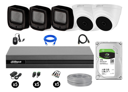 Kit 5 Cámaras Seguridad Fullhd + 1tb Mayor Alcance Varifocal