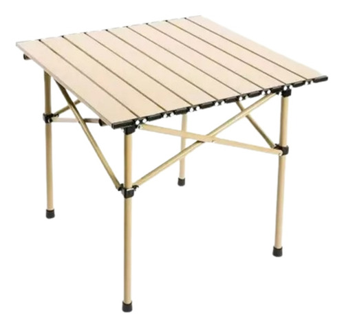 Mesa De Acampamento Dobrável Em Metal Leve Portátil Pesca Cor Bege