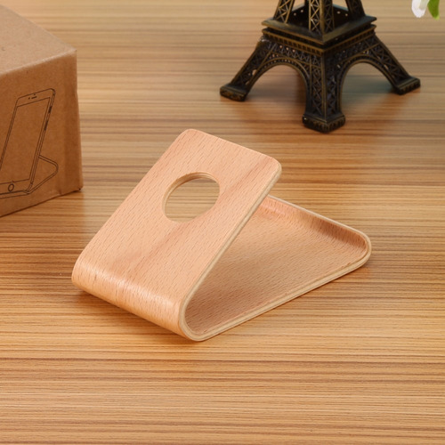 Suporte De Mesa Universal Celular Tablet Smartphone Madeira