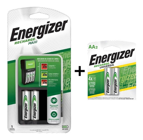 Combo Cargador Energizer Maxi + 4 X Pilas Recargables Aa 