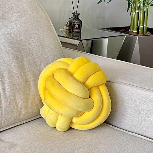 Almohadón Knot Nudo Amarillo Ø 30cm