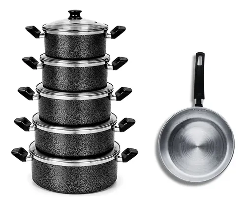 MLB 4558841639 Kit Jogo De Panelas 6 Pecas Com Tampa De Vidro Para Cozinha JM