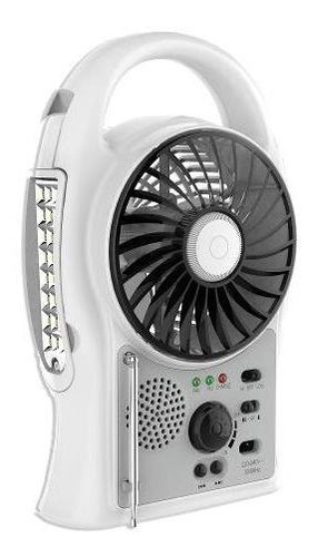 Ventilador 5 Recargable Con Lámpara Led Y Radio Fm Color de la estructura Blanco Diámetro 18 cm