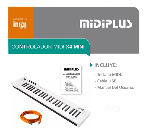 Imagen 3 de 10 de Promo Midiplus X4 Mini Teclado Midi 49 Teclas Sensitivo Usb