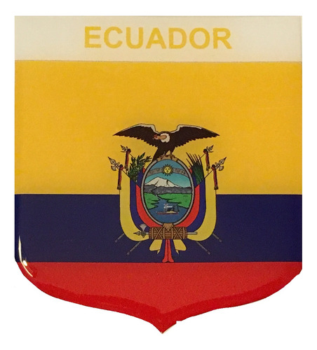 Adesivo Resinado Em Escudo Da Bandeira Do Equador