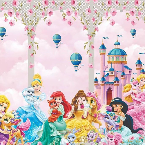 Painel Adesivo Decoração Princesas Castelo Menina Quarto M² Cor Colorido