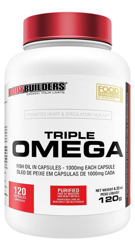 Ômega - 3 Triple Omega - 120 Cápsulas - Bodybuilders