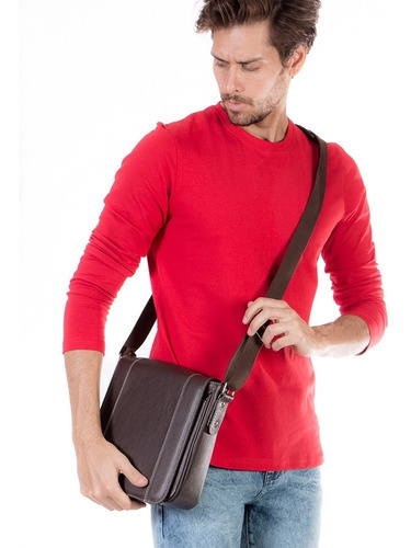 Imagen 5 de 5 de Bolsa Mariconera Para Hombre Con Correa De Hombro Ajustable