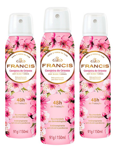 Desodorante Antitranspirante Francis Women 48h (kit Com 3)
