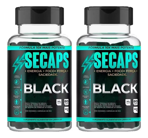 2x Secaps Black 120 Cáps - 10x Mais Forte Único