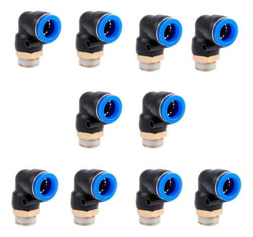 Conector Codo Latón Conexiones Racor 8 Mm - 1/4 10 Piezas