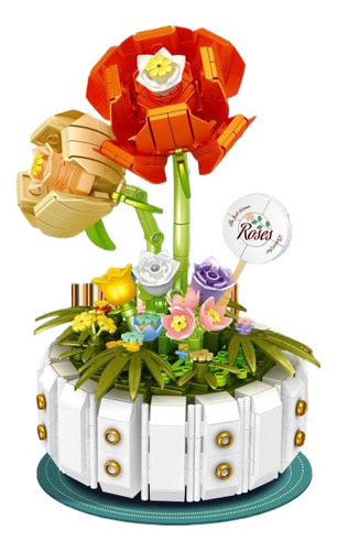 Juguete Con Forma De Ramo De Flores Eternas Con Bloques De C