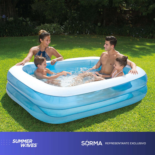 Imagen 3 de 7 de Pileta Inflable Familiar Summer Waves 496lts 200 X 150 X 51