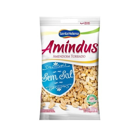  Snack Saudável Amendoim Torrado Sem Sal Amíndus 50 Unidades