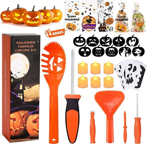 Kit De Tallado De Calabaza Para Niños, 6 Fáciles Juegos De