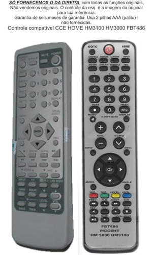 Controle Cce Hm-3100 / Ss-3100 Hometheater 12 Fbt 486