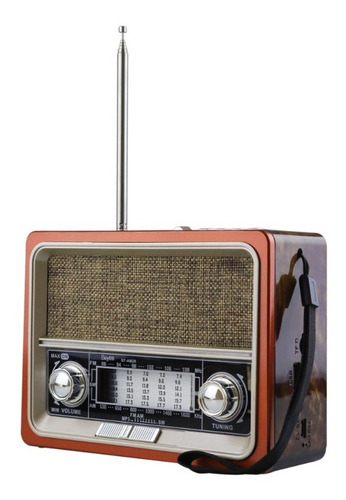 Imagen 1 de 10 de Bocina Portatil Radio Am Fm Usb Bluetooth Recargable Retro