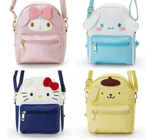 Bolso Mini Mochila Kawaii Hello Kitty Vinipiel Bordada Mujer