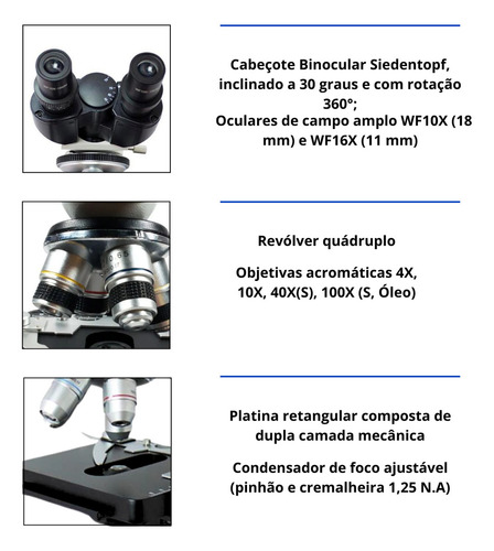 Microscópio Binocular Biológico 1600x Profissional 110v/220v