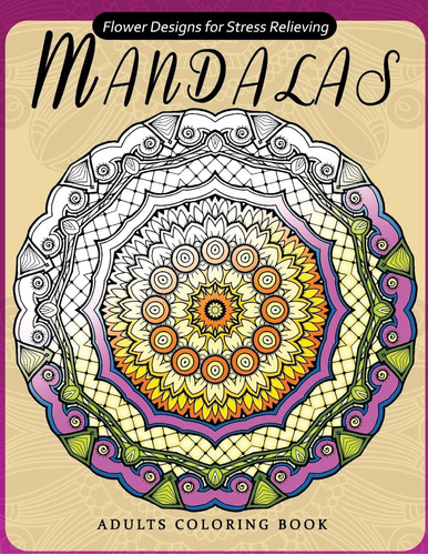 Libro Flor Mandala Adultos Colorear Inglés