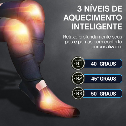 Bota Compressão Pneumática Massagem Circulação Com Aquecimento 30w Fisioterapia 3 Modos De Massagem 5 Modos De Força E 3 De Aquecimento - 3dx