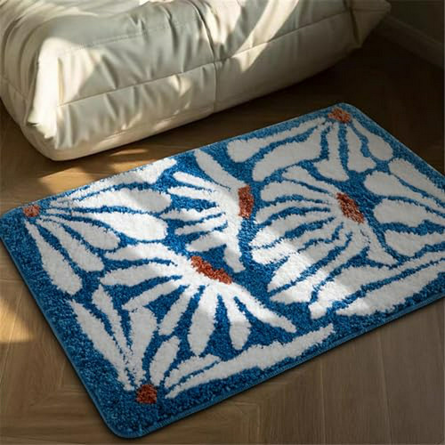 Tapete Floral Azul Matisse 2x3 Antideslizante Lavable Modern