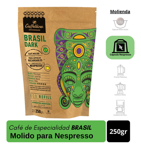Café De Especialidad Molido Brasil Intenso 250gr Caffettino
