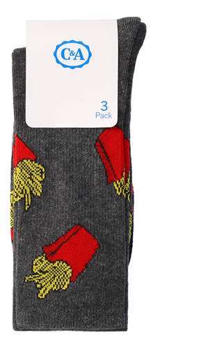 Imagen 3 de 5 de 3 Pack Calcetines Fit Largo Estampados Hombre C&a (3014554)